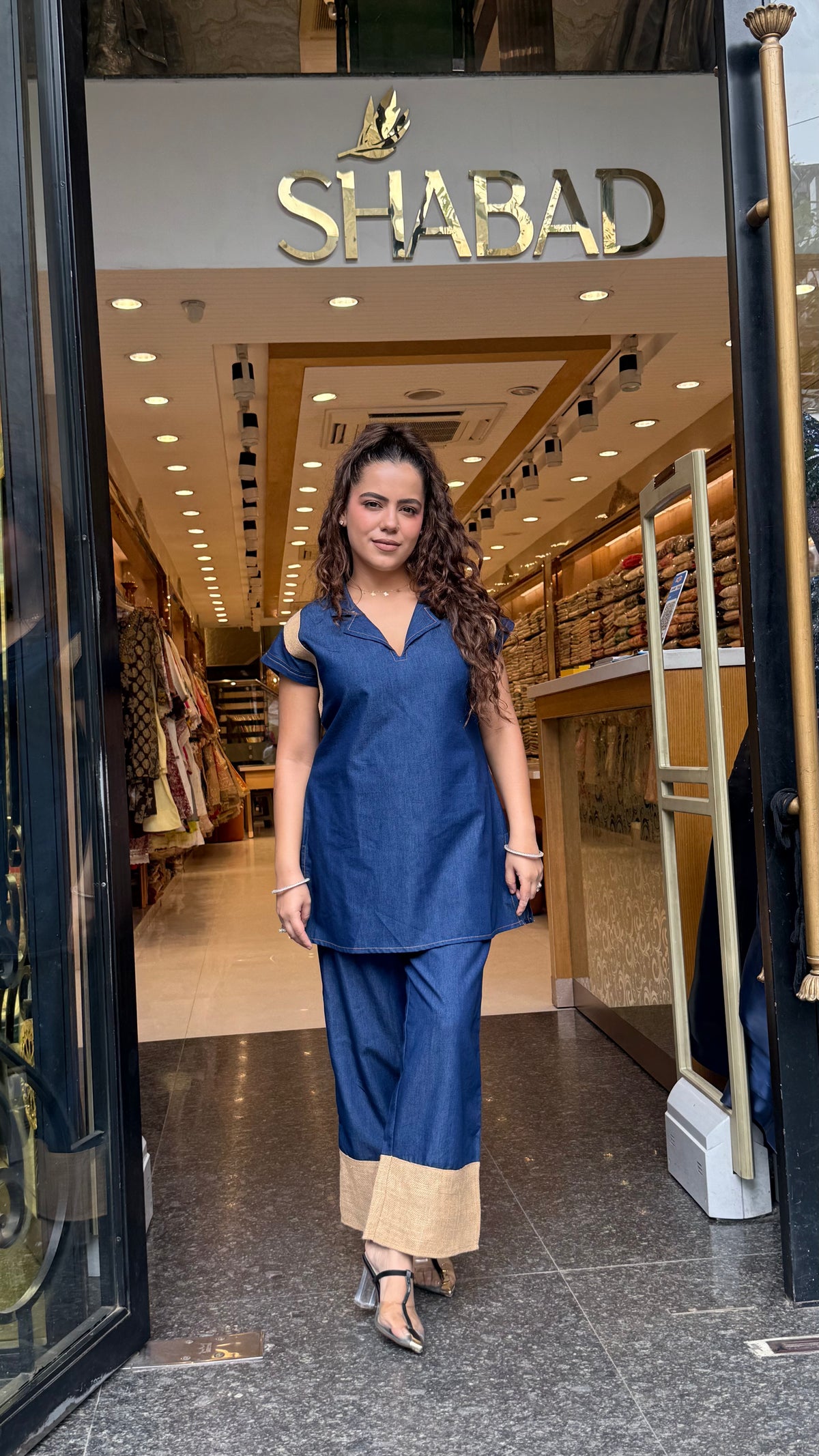 Cotton Denim Co-Ord Set with Jute Patch Work | Casual Chic | Up to Size 46