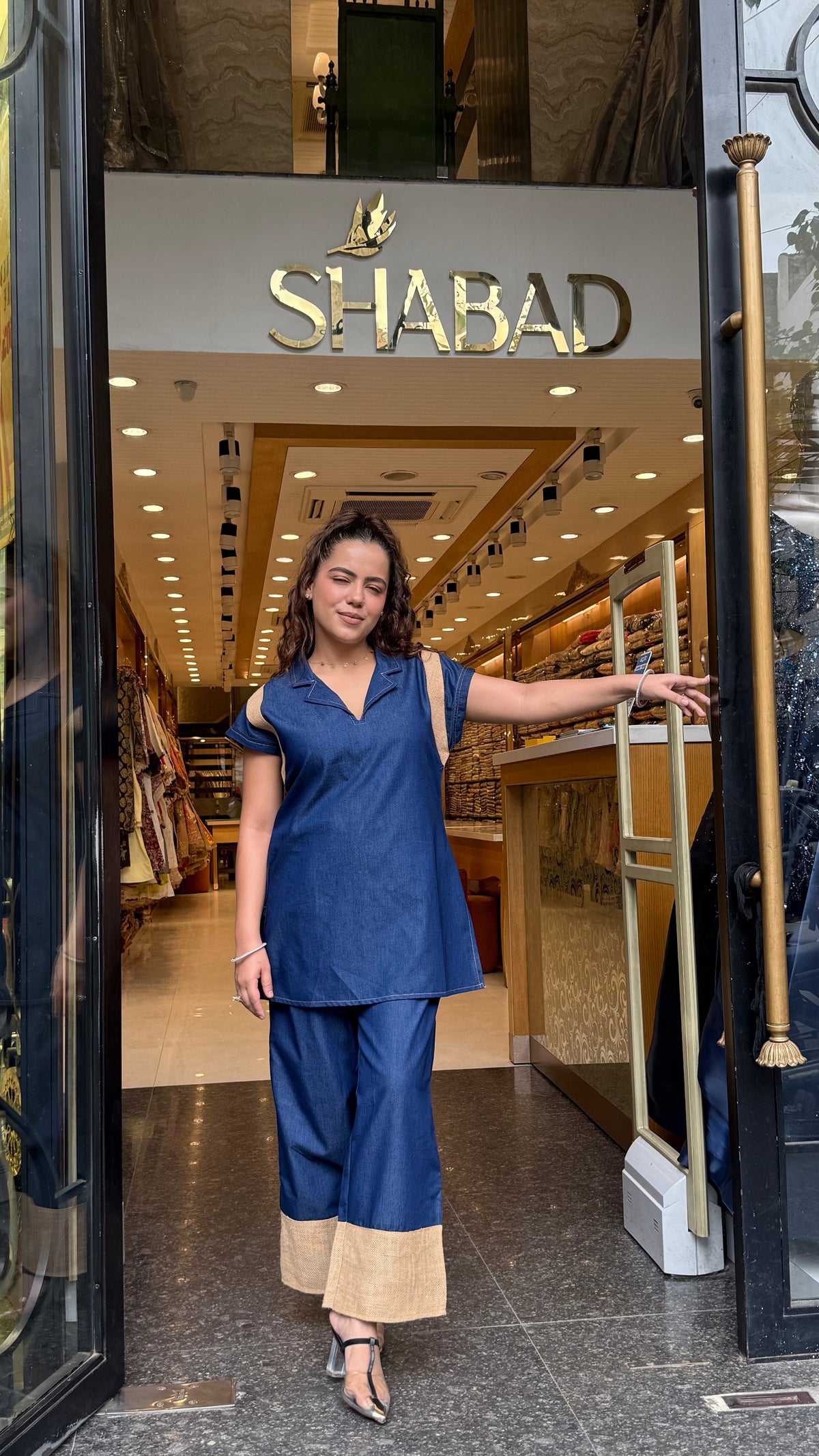 Cotton Denim Co-Ord Set with Jute Patch Work | Casual Chic | Up to Size 46