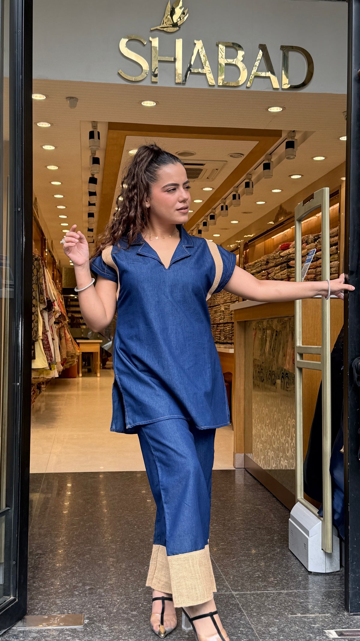 Cotton Denim Co-Ord Set with Jute Patch Work | Casual Chic | Up to Size 46
