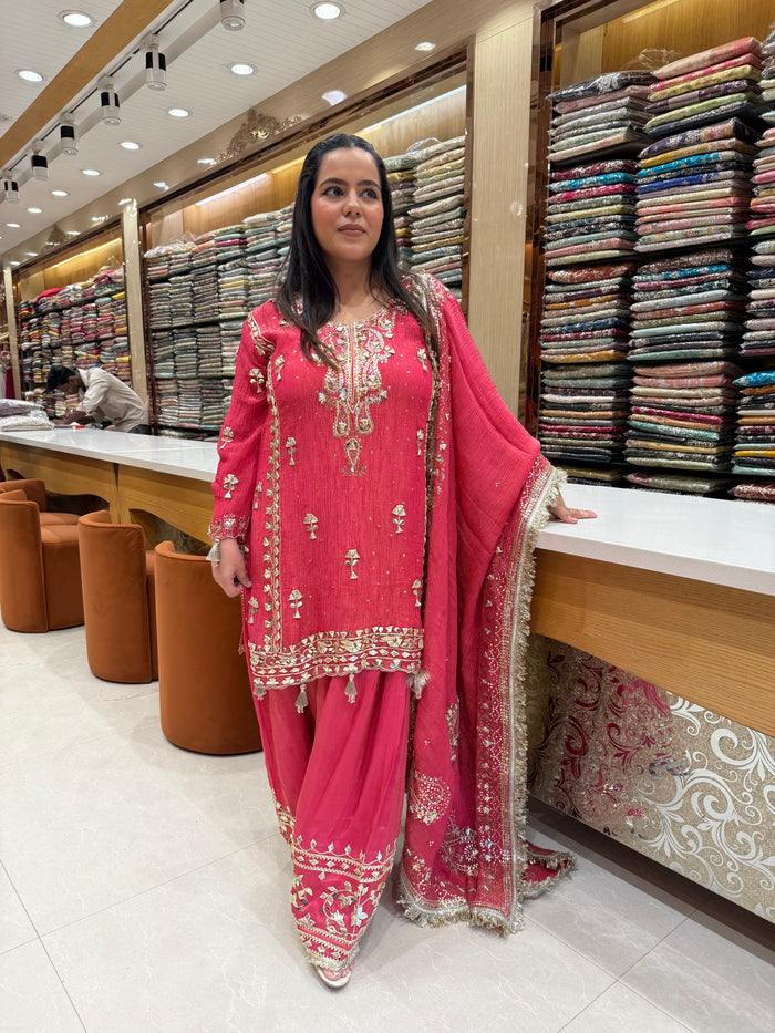 Crushed Shimmer Suit with Mukaish & Gotta Work