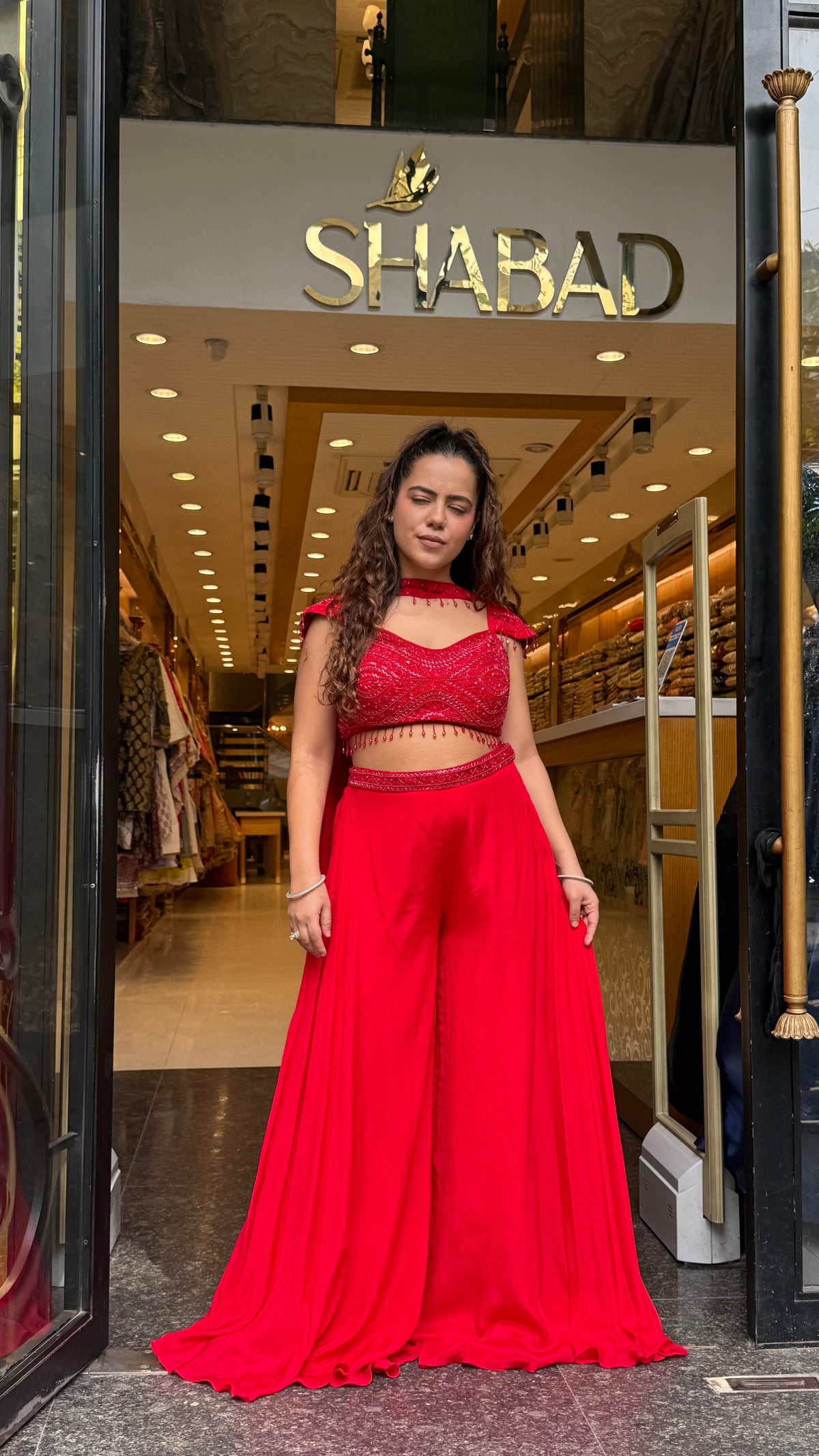 Luxury Handwork Indowestern Set with Chinon Bottom & Choker Handwork Dupatta |