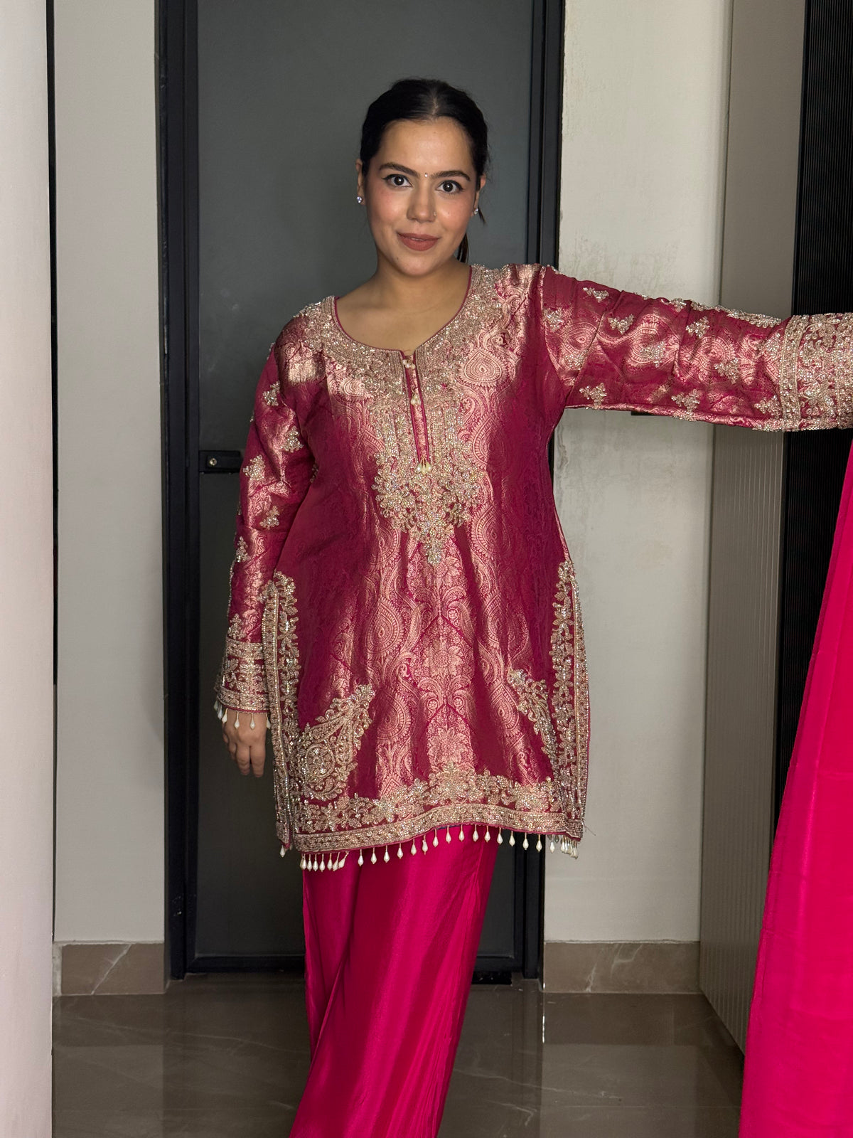 Brocade Shirt with Beads Handwork