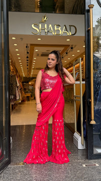 Mirror Handwork Indowestern Drape Gharara Set | Party & Wedding Wear |