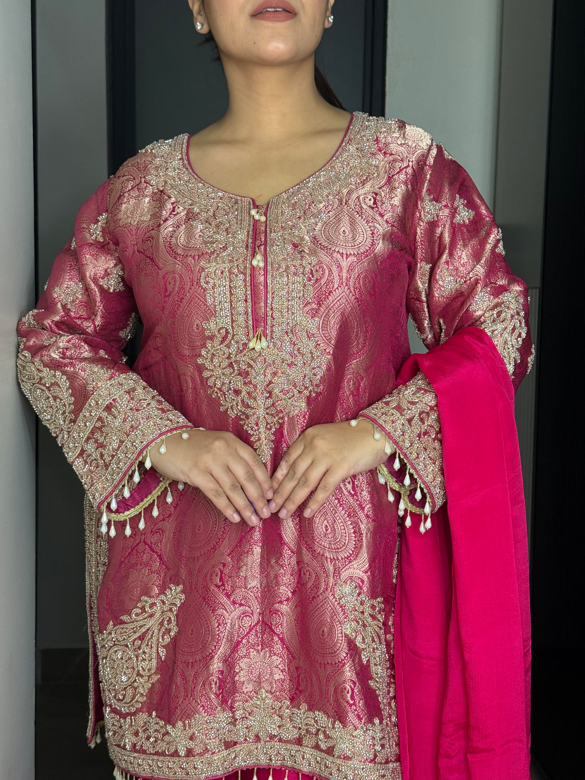 Brocade Shirt with Beads Handwork