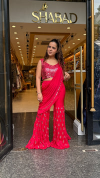 Mirror Handwork Indowestern Drape Gharara Set | Party & Wedding Wear |