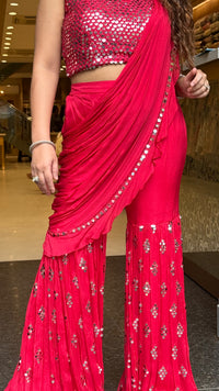 Mirror Handwork Indowestern Drape Gharara Set | Party & Wedding Wear |