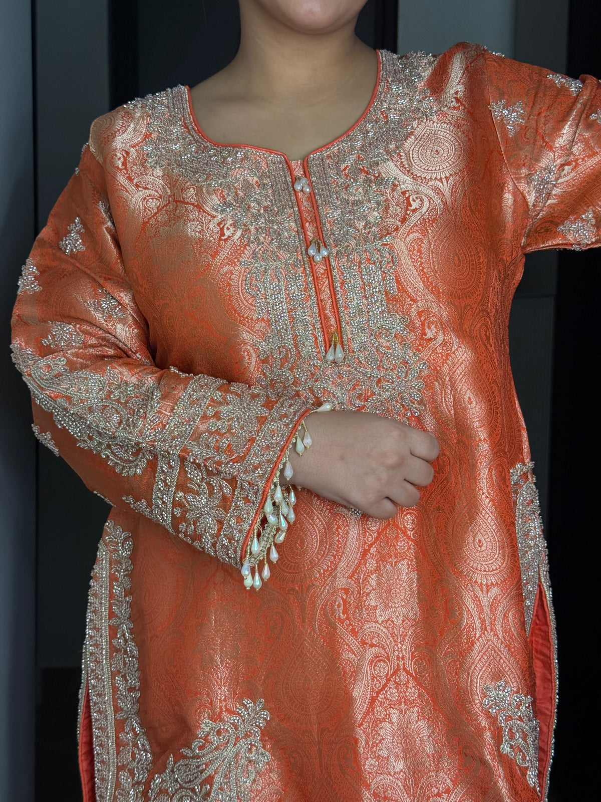 Brocade Shirt with Beads Handwork