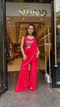 Mirror Handwork Indowestern Drape Gharara Set | Party & Wedding Wear |