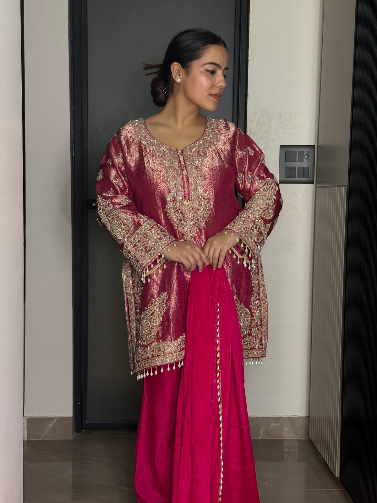 Brocade Shirt with Beads Handwork