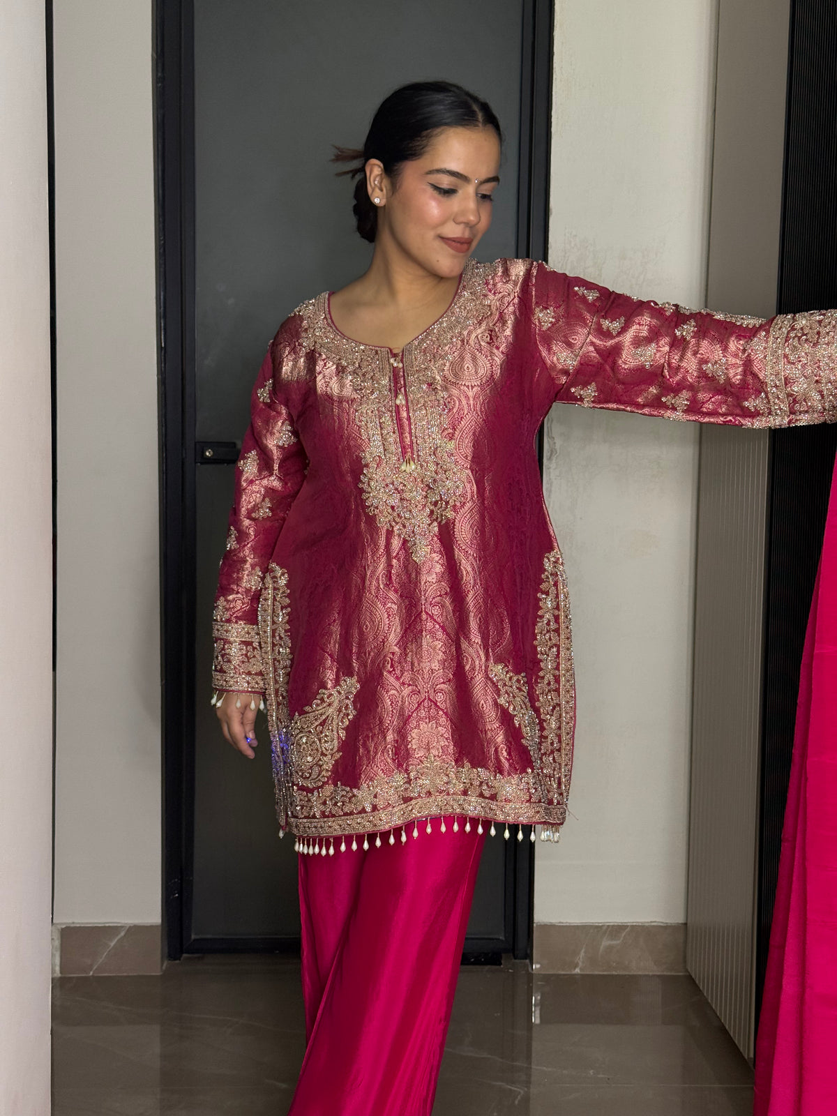 Brocade Shirt with Beads Handwork