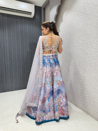 Elegant Printed Lehenga with Handcrafted Embellished Blouse – Perfect for Festive and Wedding Wear