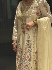 Handcrafted Thread Embroidered Suit with Handworked Neckline (Up to 46)