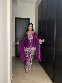 Beadwork Embellished Suit Set | Up to Size 46