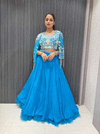 Blue Lehenga with Handwork Blouse & Cape | Premium Bridal & Occasion Wear