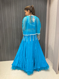 Blue Lehenga with Handwork Blouse & Cape | Premium Bridal & Occasion Wear