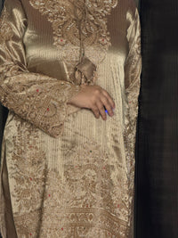 Banarsi Shimmer Silk Shirt Set with Beads Work (fabric texture different available design same)