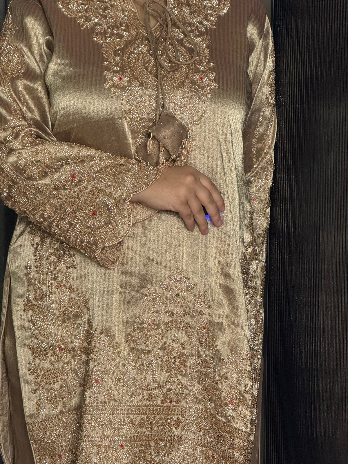 Banarsi Shimmer Silk Shirt Set with Beads Work