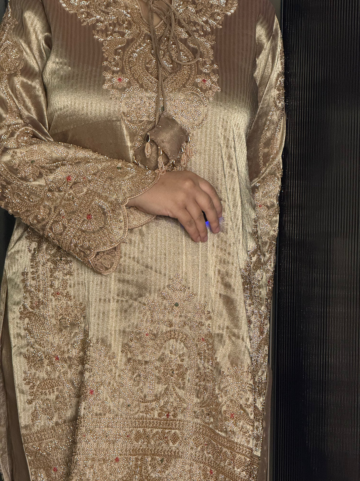 Banarsi Shimmer Silk Shirt Set with Beads Work