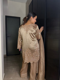 Banarsi Shimmer Silk Shirt Set with Beads Work (fabric texture different available design same)
