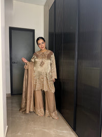 Banarsi Shimmer Silk Shirt Set with Beads Work (fabric texture different available design same)