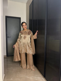 Banarsi Shimmer Silk Shirt Set with Beads Work (fabric texture different available design same)