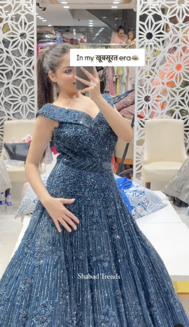 Exclusive Cocktail Gown with Handwork & Cut Dana