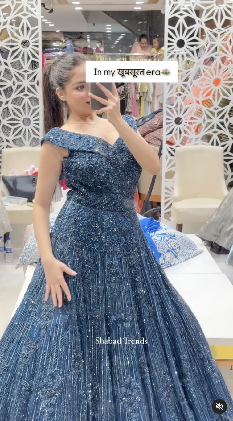 Exclusive Cocktail Gown with Handwork & Cut Dana