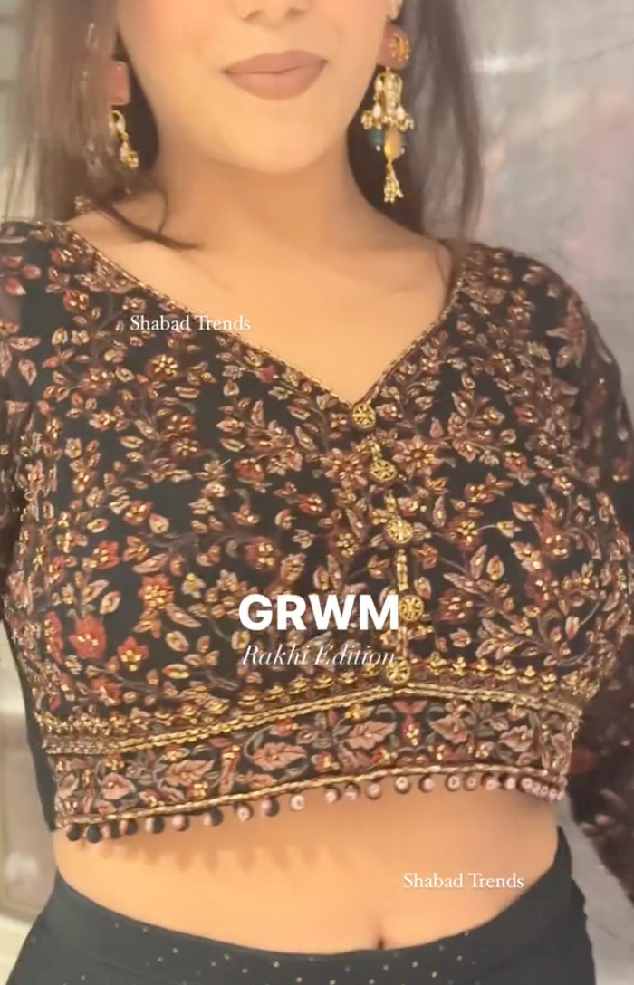 Elegant Kashmiri Embroidery Indo-Western Outfit - Timeless Fusion Wear