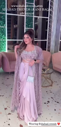 Elegant Satin Skirt with Handwork Blouse & Long Jacket – Perfect for Any Occasion