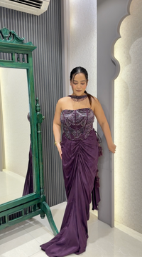 Handwork Corset with Crepe Saree Set