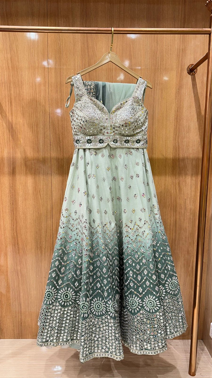 Mirror Green Lehenga – Exquisite Handcrafted Embellished Lehenga for Weddings & Festive Occasions