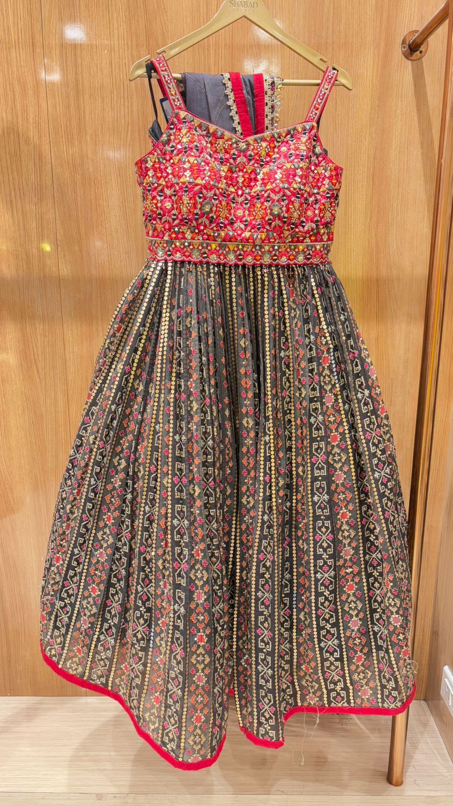 Thread Work Lehenga with Mirror Detailing – Handcrafted Elegance