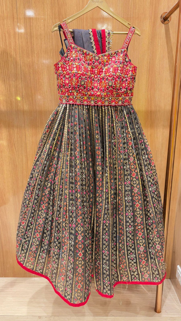 Thread Work Lehenga with Mirror Detailing – Handcrafted Elegance