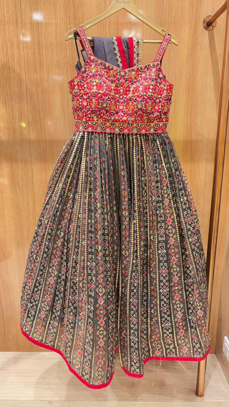 Thread Work Lehenga with Mirror Detailing – Handcrafted Elegance