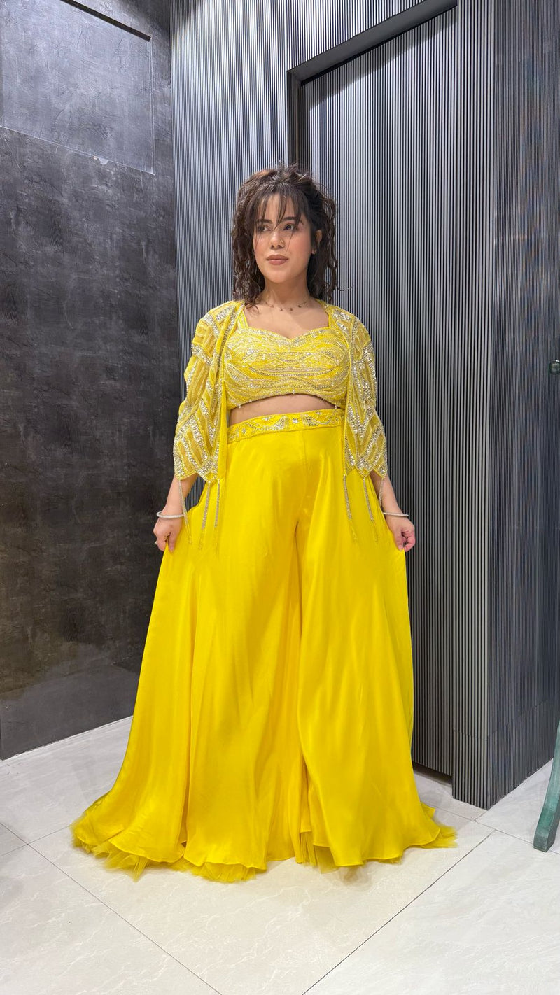 Elegant Crepe Bottom Handwork Blouse – Silk Fabric Indo-Western Chic