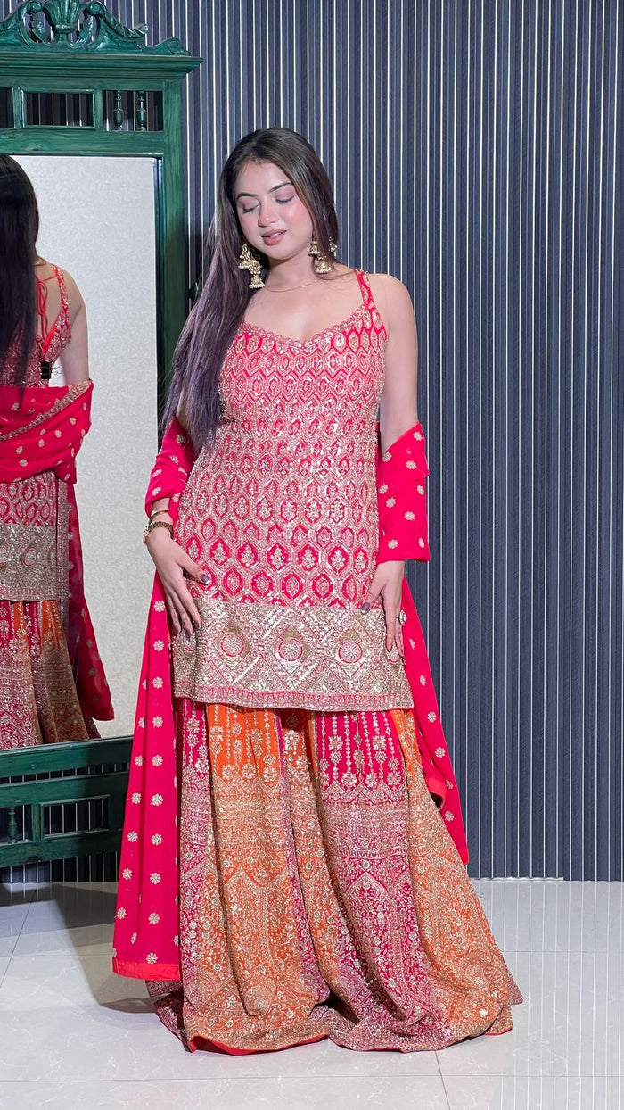 Elegant Georgette Suit with Intricate Zari Embroidery