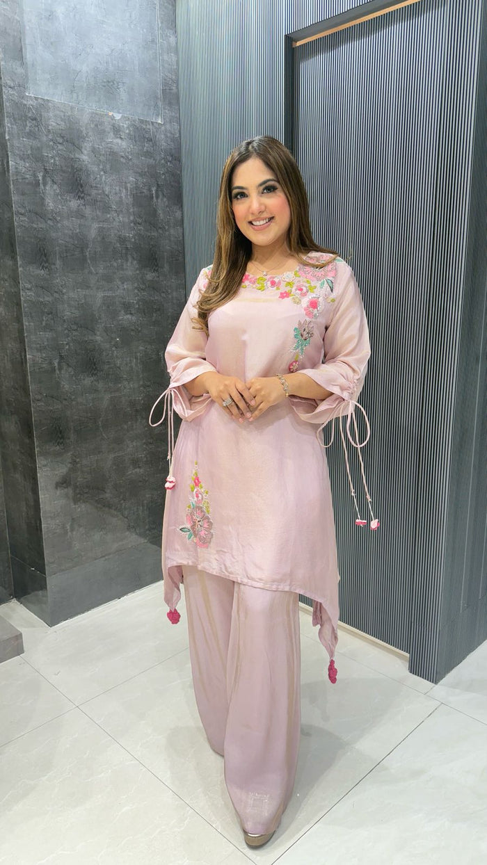 Parsi Handwork Coord Set in Shimmer Silk