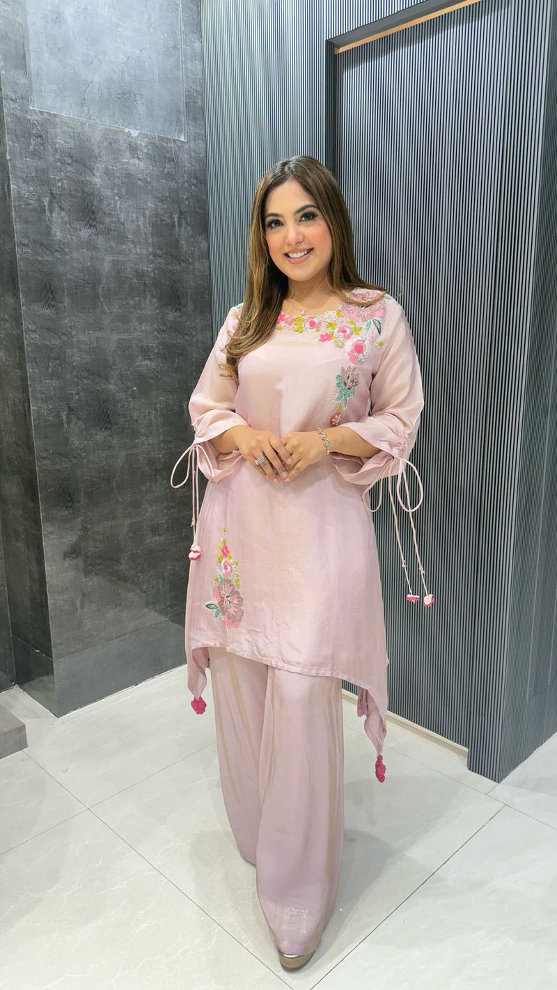 Parsi Handwork Coord Set in Shimmer Silk