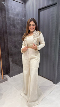 Pearl & Cutdana Handwork Jacket – Luxe Indowestern Statement Piece