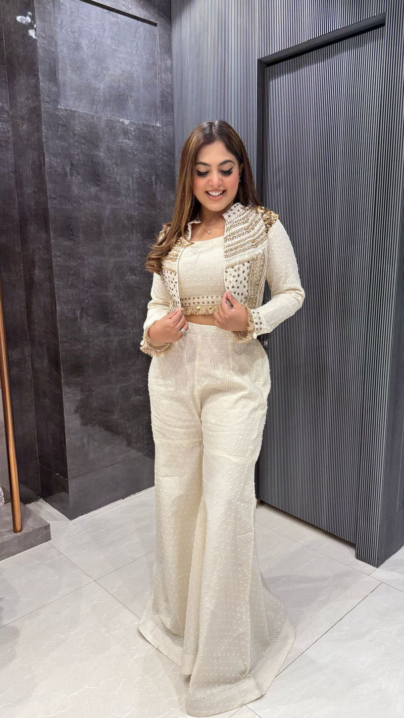 Pearl & Cutdana Handwork Jacket – Luxe Indowestern Statement Piece