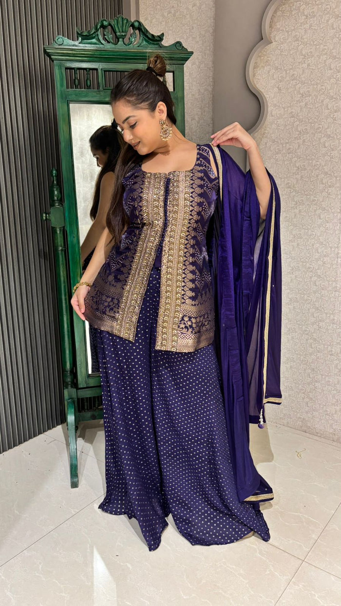 Banarasi Silk Suit Set with Handwork