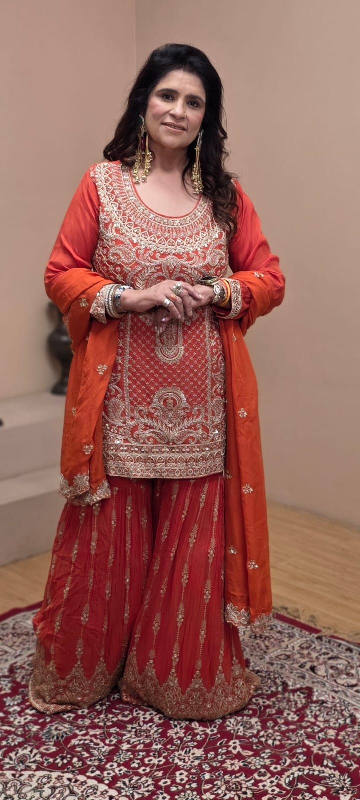 Chinon Crepe Suit with Dabka & Zari Work – Sizes Upto 44