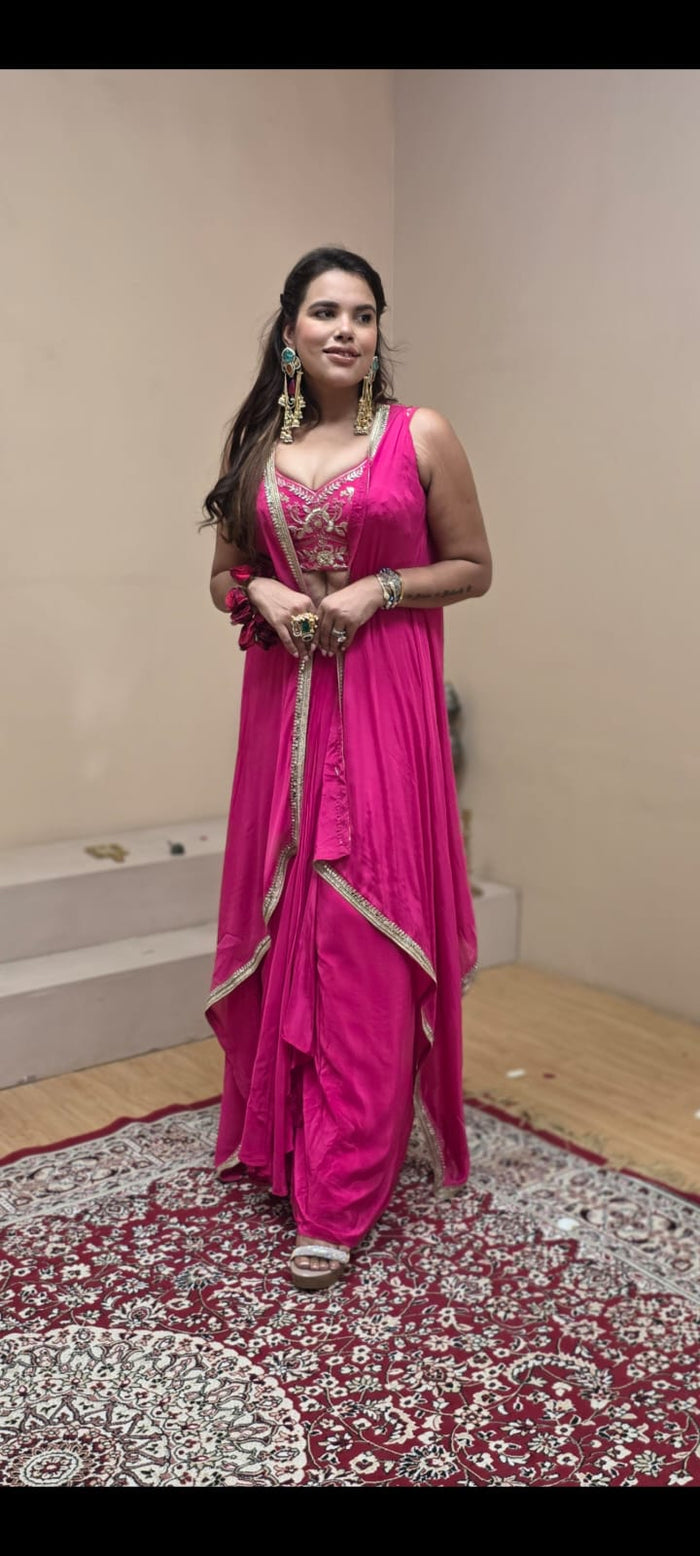 Crepe Suit with Dabka & Nalki Handwork – Sizes Upto 42