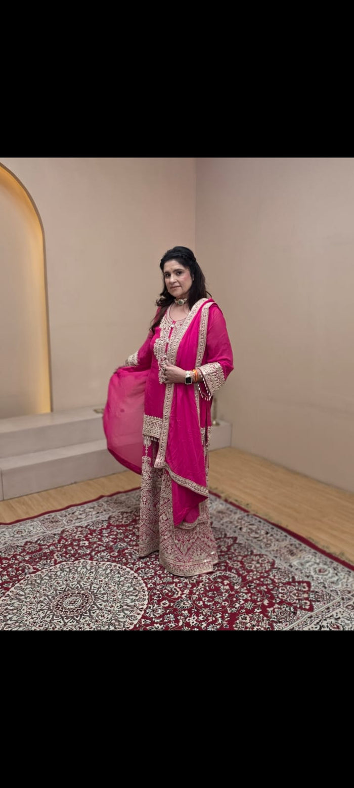 Georgette Suit with Pearl Handwork