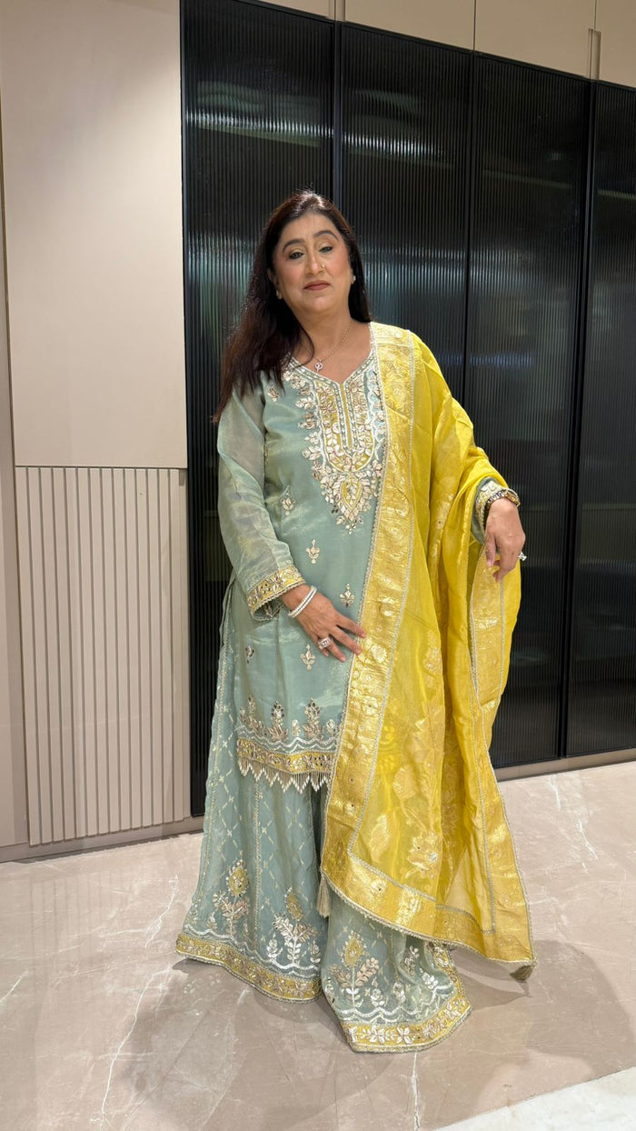 Shimmer Silk Gotta Work Suit Set | Up to Size 46