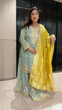 Shimmer Silk Gotta Work Suit Set | Up to Size 46