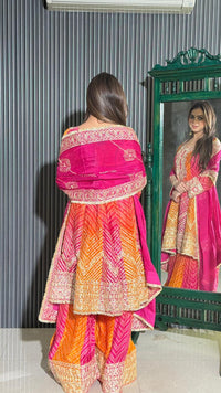 Bandhani Print Chinon Suit with Gota Work | Elegant Festive Wear