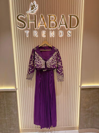 Elegant Handwork Short Jacket Set with Draped Skirt and Belt