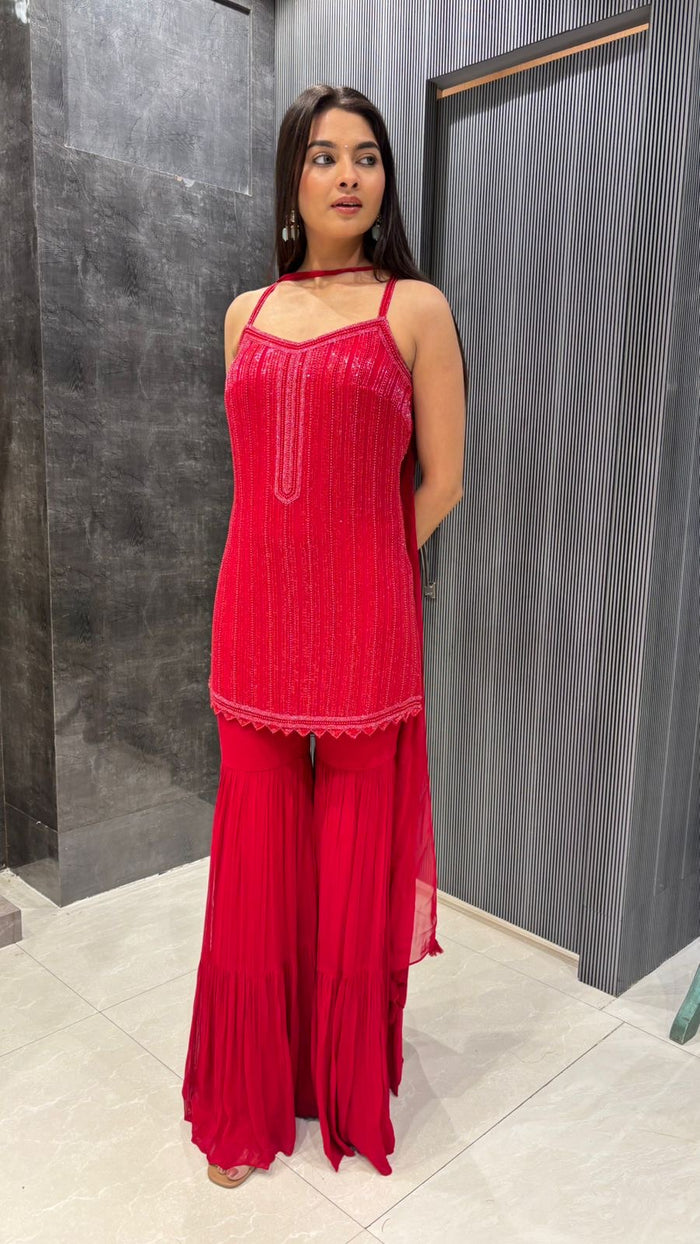 Elegant Georgette Suit with Sequin, Cutdana & Pearl Detailing