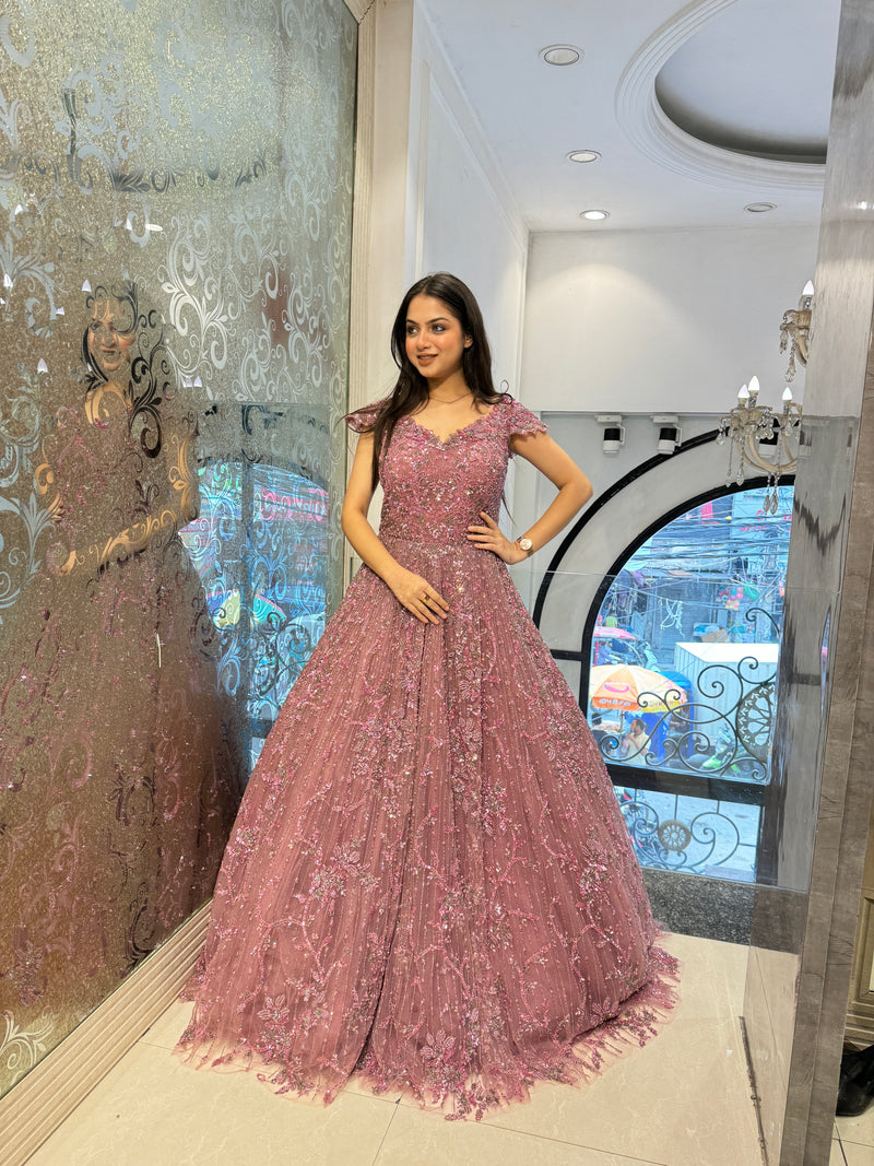 Exclusive Cocktail Gown with Handwork & Cut Dana